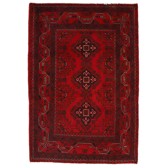 Red Khal Mohammadi Afghan Hand-knotted Rug (KM-418)