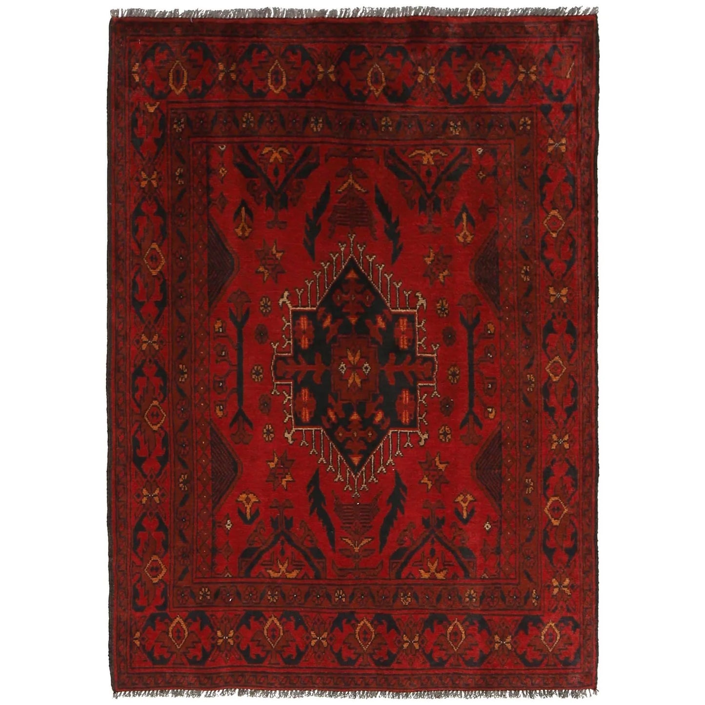 Red Khal Mohammadi Afghan Hand-knotted Rug (KM-425)