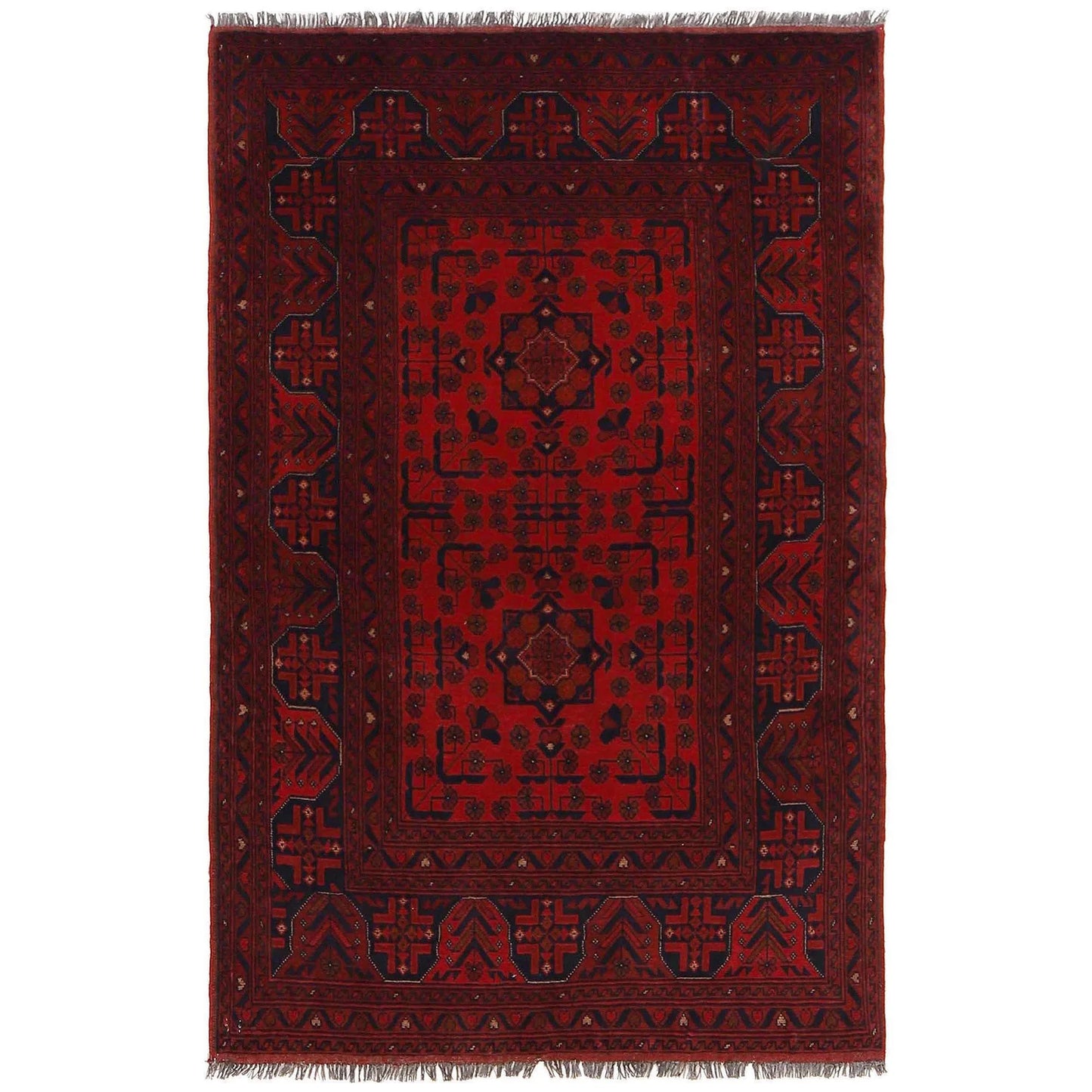 Red Khal Mohammadi Afghan Hand-knotted Rug (KM-427)
