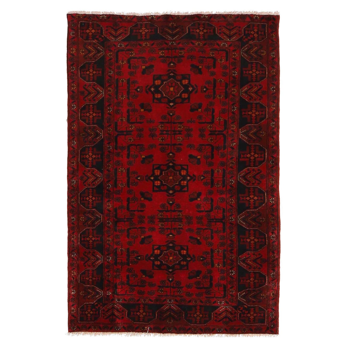 Red Khal Mohammadi Afghan Hand-knotted Rug (KM-428)