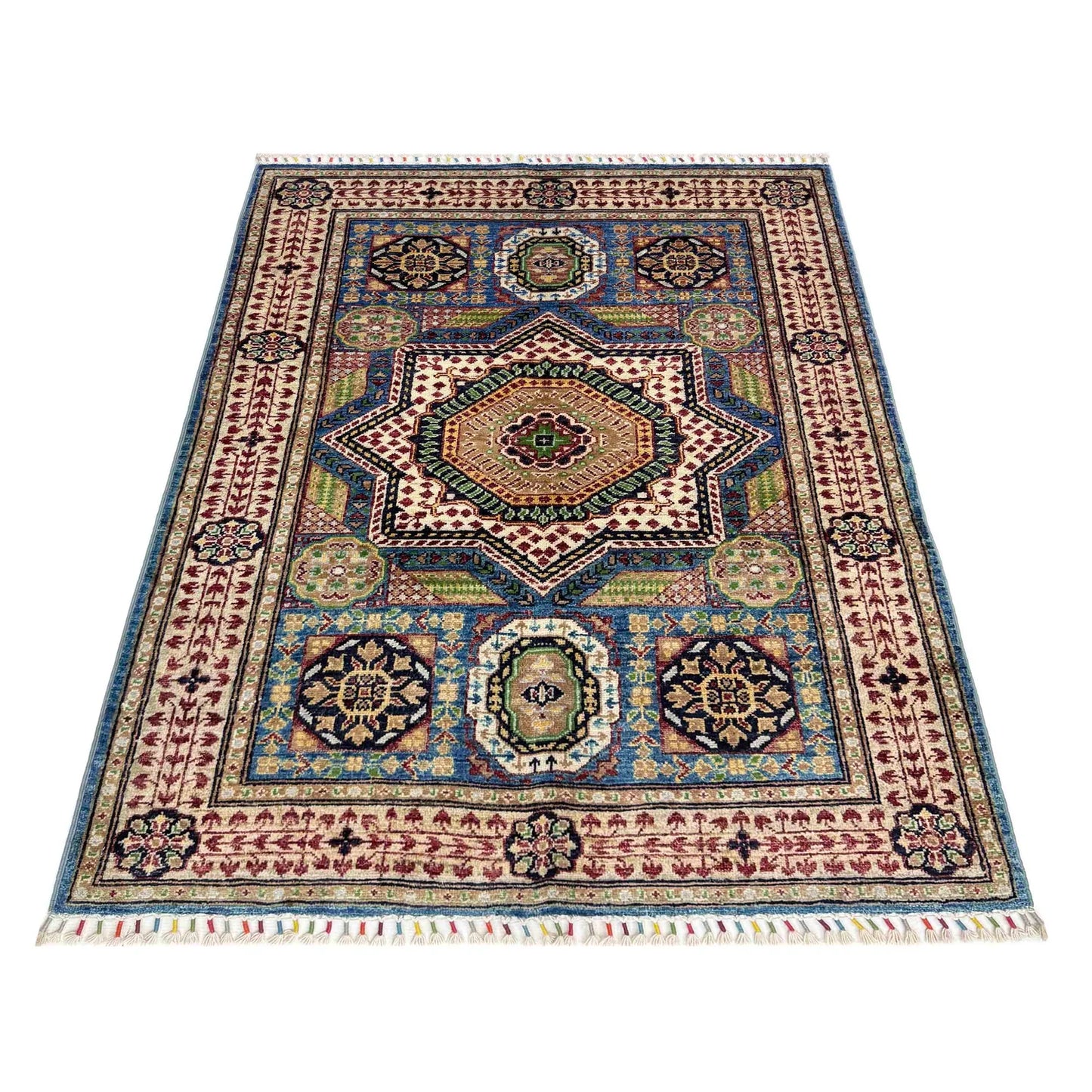 Multi Color  Mumluk Afghan Hand-knotted Rug (MM-122)