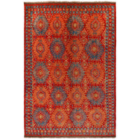Red Oushak Afghan Hand-Knotted Rug (OK-602)
