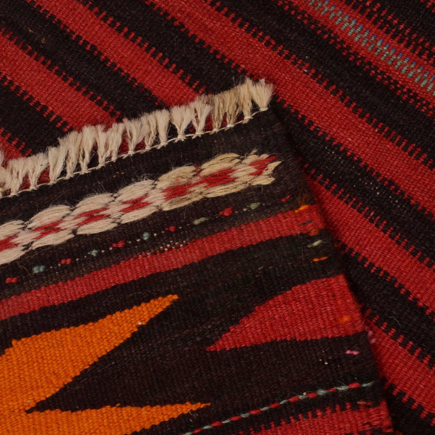 Red Afghan Hand-knotted kilim Runner (RK-4003)