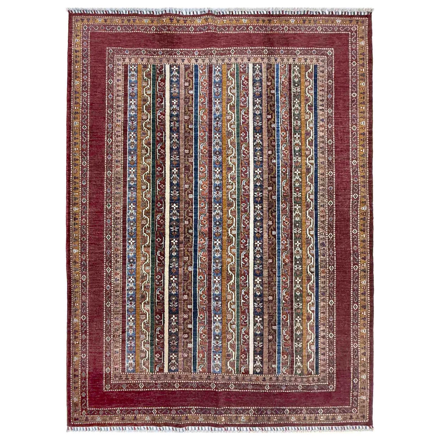 Red Shawl Afghan Hand-knotted Rug (SH-3001)