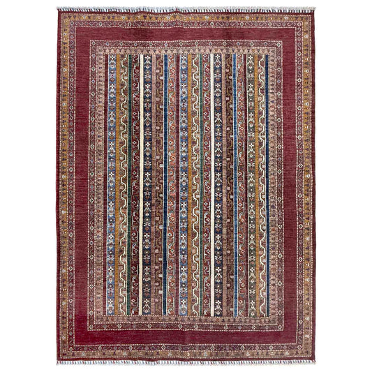 Red Shawl Afghan Hand-knotted Rug (SH-3001)