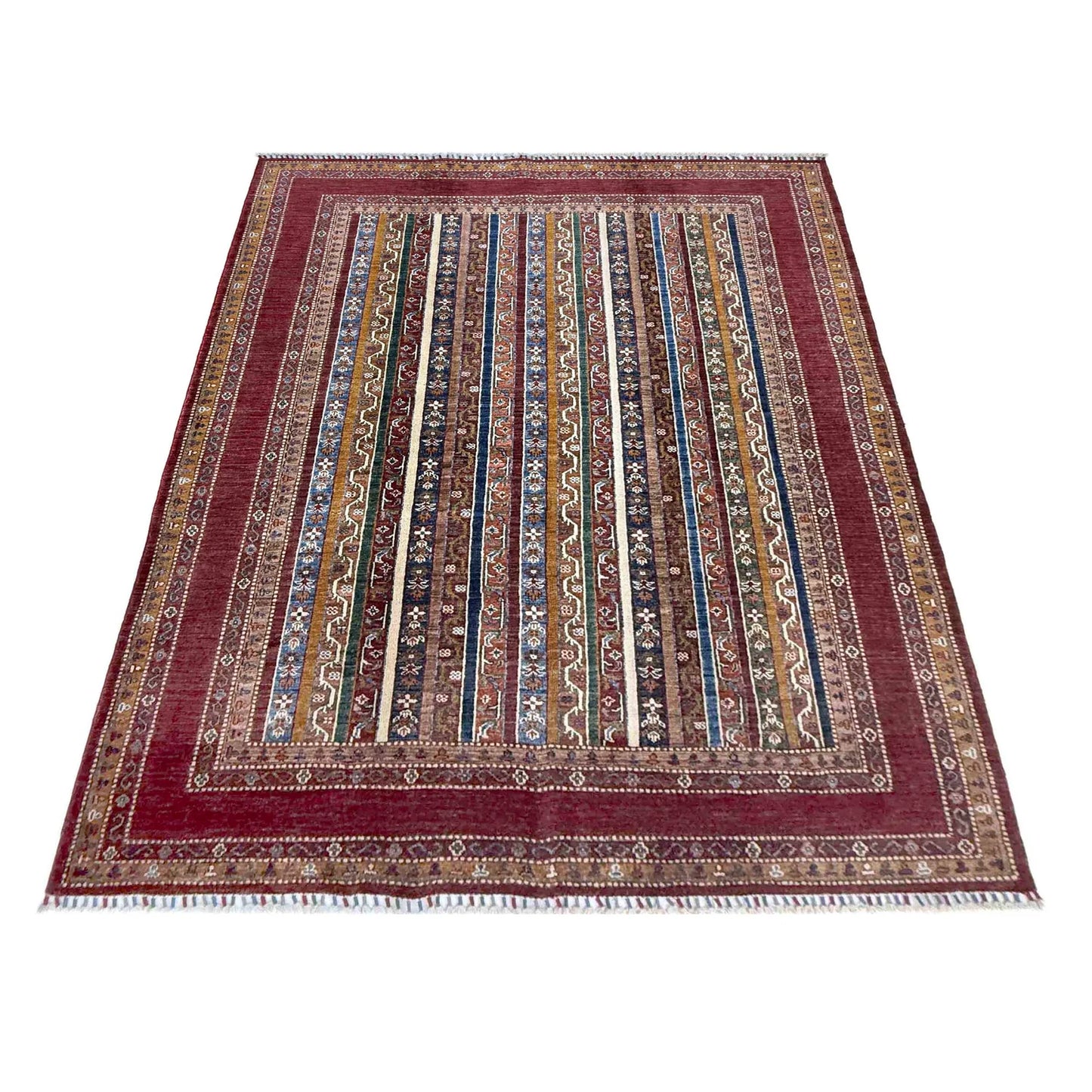 Red Shawl Afghan Hand-knotted Rug (SH-3001)