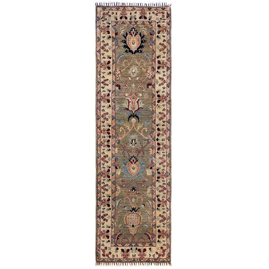 Grey Modern Sultani Afghan Hand-knotted Runner (ST-712)