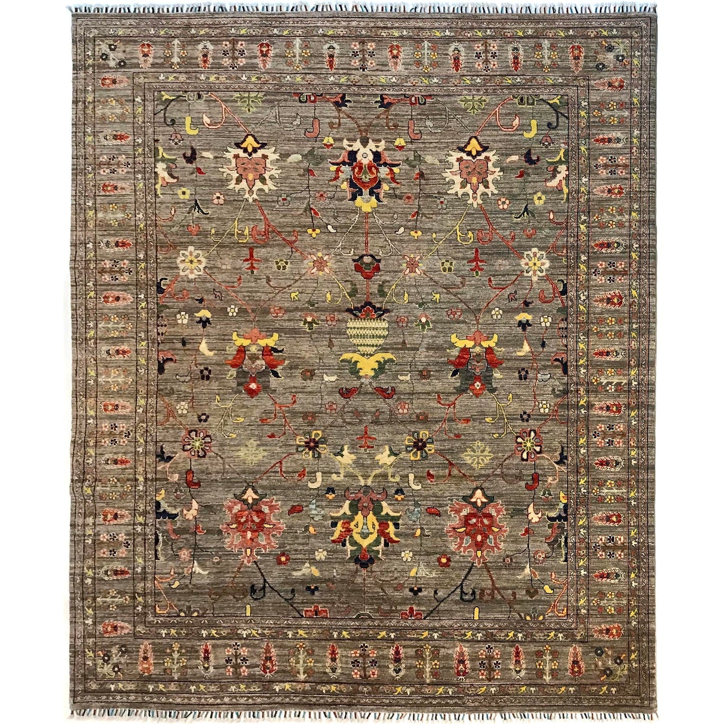 Grey Modern Sultani Afghan Hand-knotted Rug (ST-713)