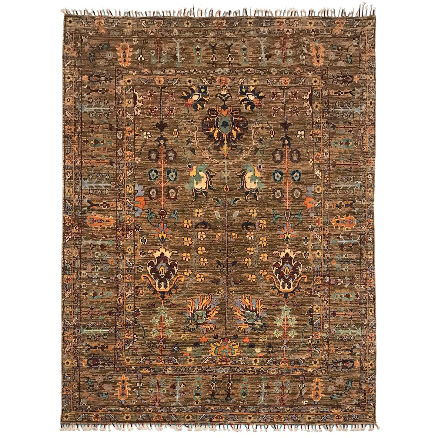 Grey Modern Sultani Afghan Hand-knotted Rug (ST-716)