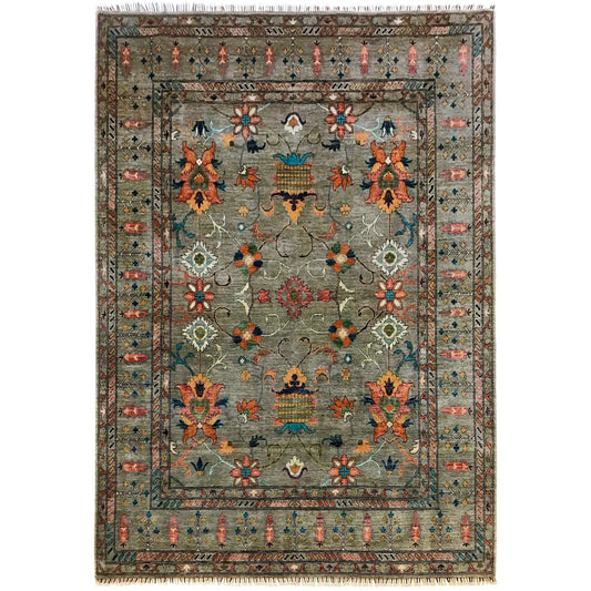 Grey Modern Sultani Afghan Hand-knotted Rug (ST-718)