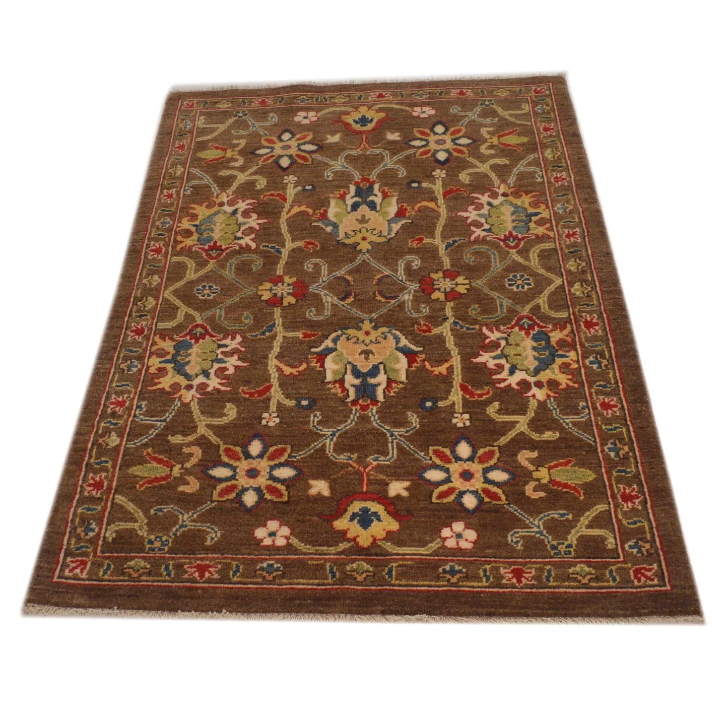 Brown Modern Sultani Afghan Hand-knotted Rug (ST-709)
