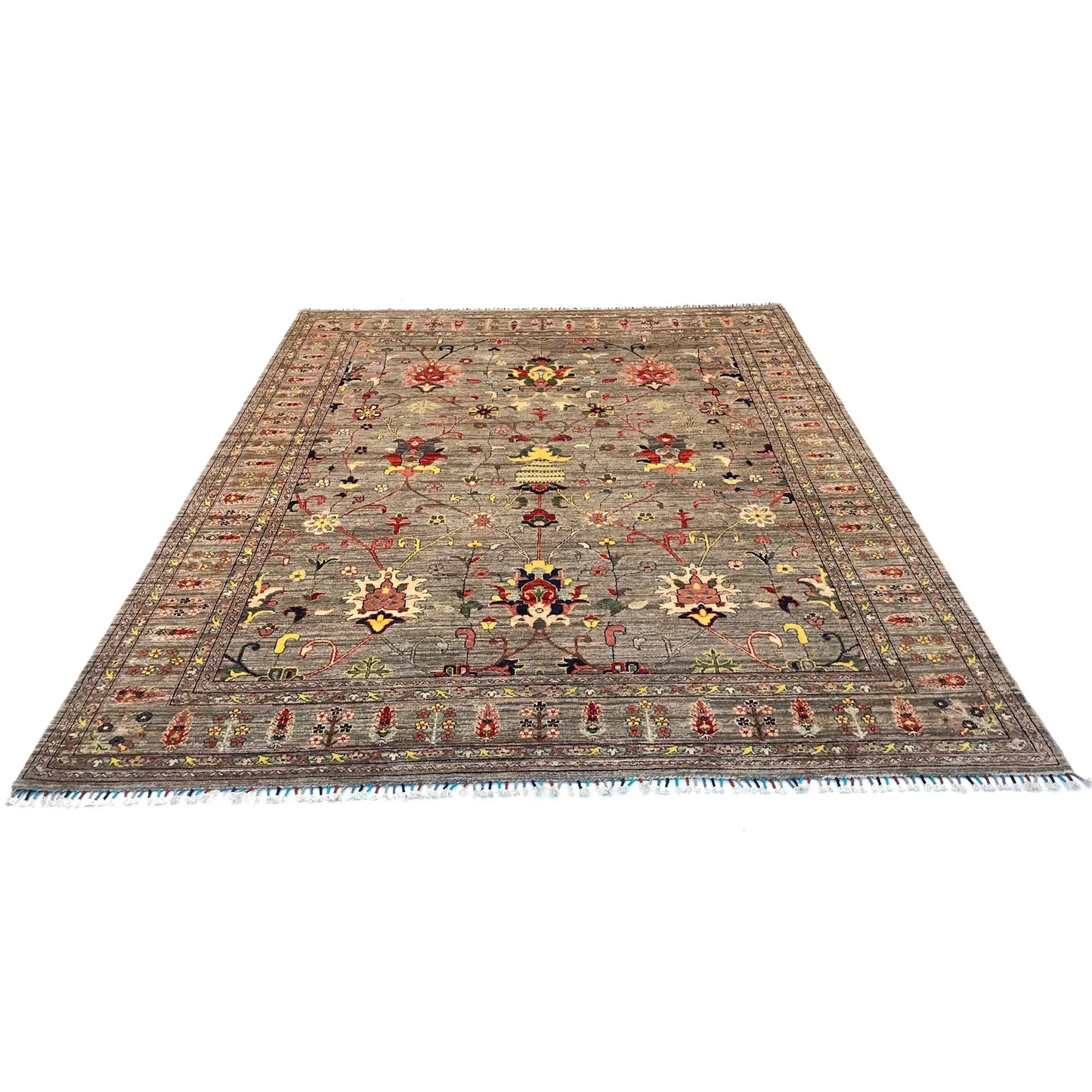 Grey Modern Sultani Afghan Hand-knotted Rug (ST-713)