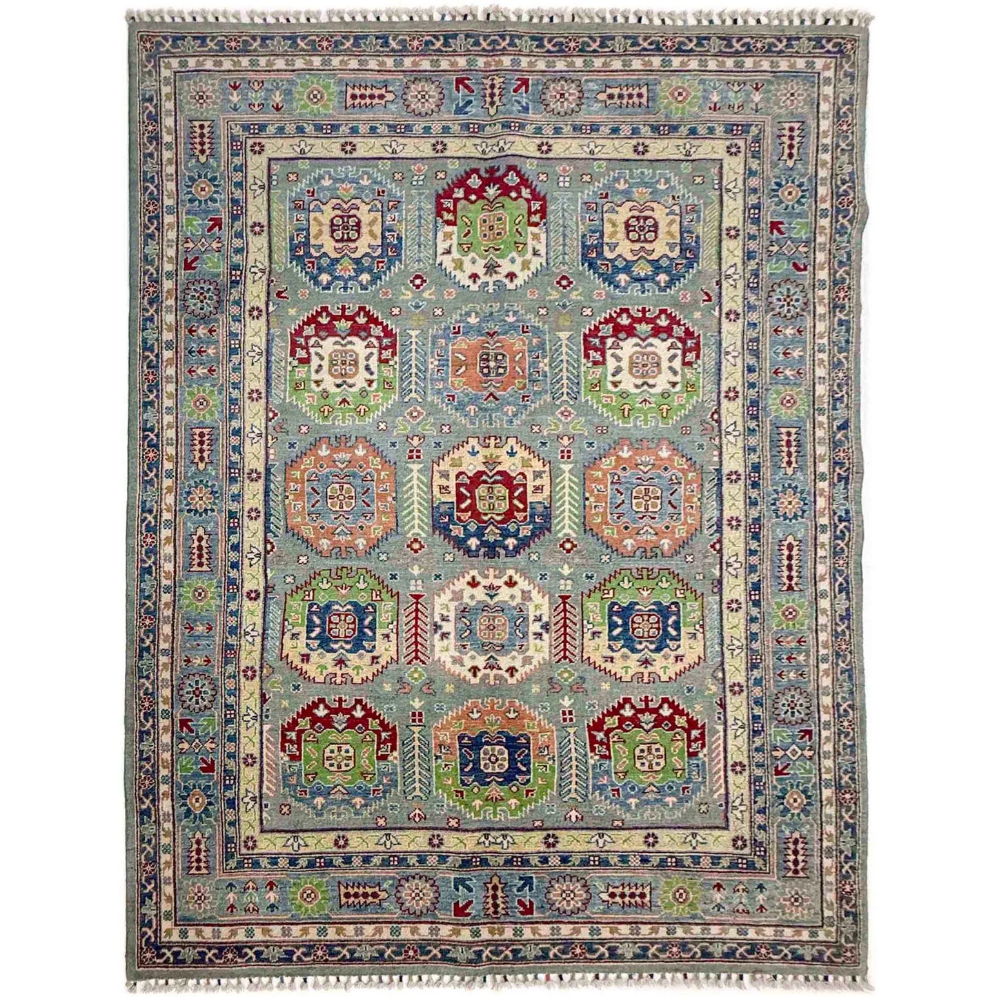 Multi Color Waziri Afghan Hand-knotted Rug (WZ-1601)
