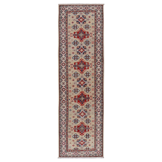 Ivory Oriental Kazak Afghan Hand-knotted Runner (KK-203)