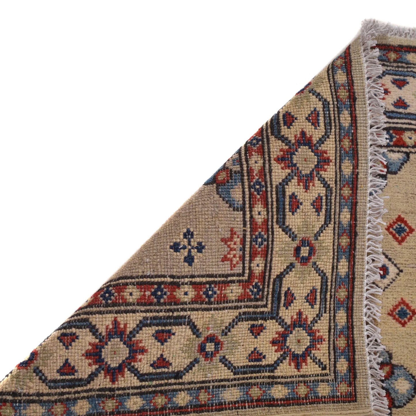 Ivory Oriental Kazak Afghan Hand-knotted Runner (KK-203)