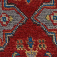 Red Oriental Kazak Afghan Hand-knotted Runner (KK-204)