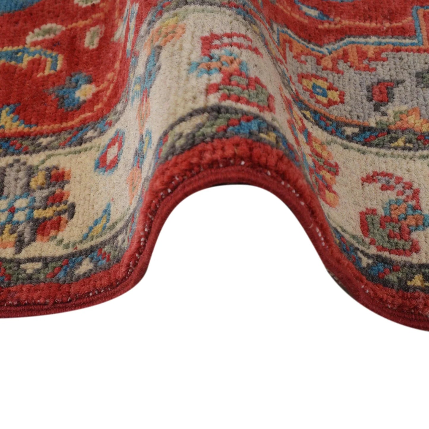 Red Oriental Kazak Afghan Hand-knotted Runner (KK-204)