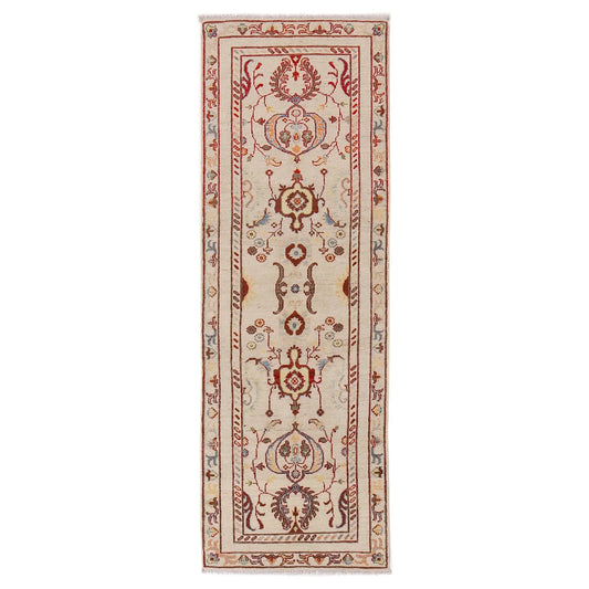 Ivory Oriental Kazak Afghan Hand-knotted Runner (KK-205)