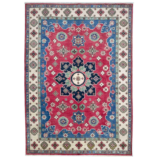 Red  Oriental Kazak Afghan Hand-knotted Rug (KK-270)