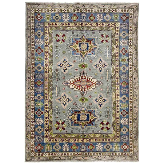 Grey Oriental Kazak Afghan Hand-knotted Rug (KK-272)