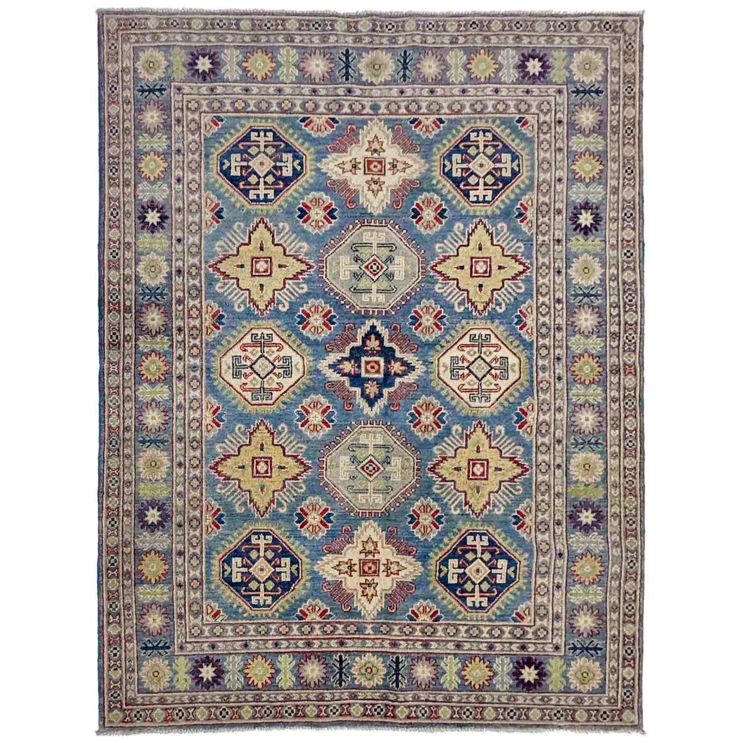 Blue  Oriental Kazak Afghan Hand-knotted Rug (KK-273)