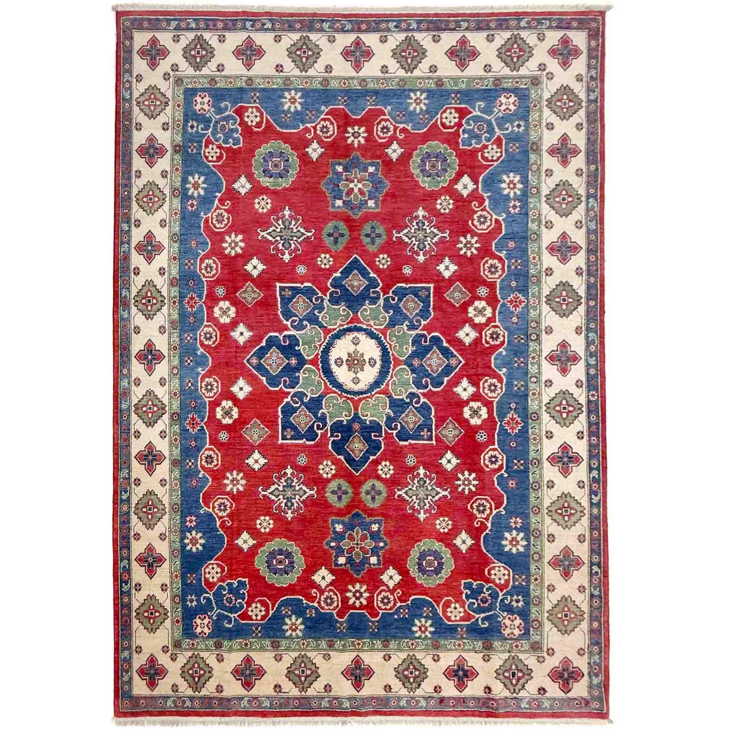 Red  Oriental Kazak Afghan Hand-knotted Rug (KK-274)