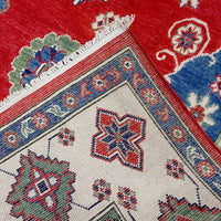 Red  Oriental Kazak Afghan Hand-knotted Rug (KK-274)