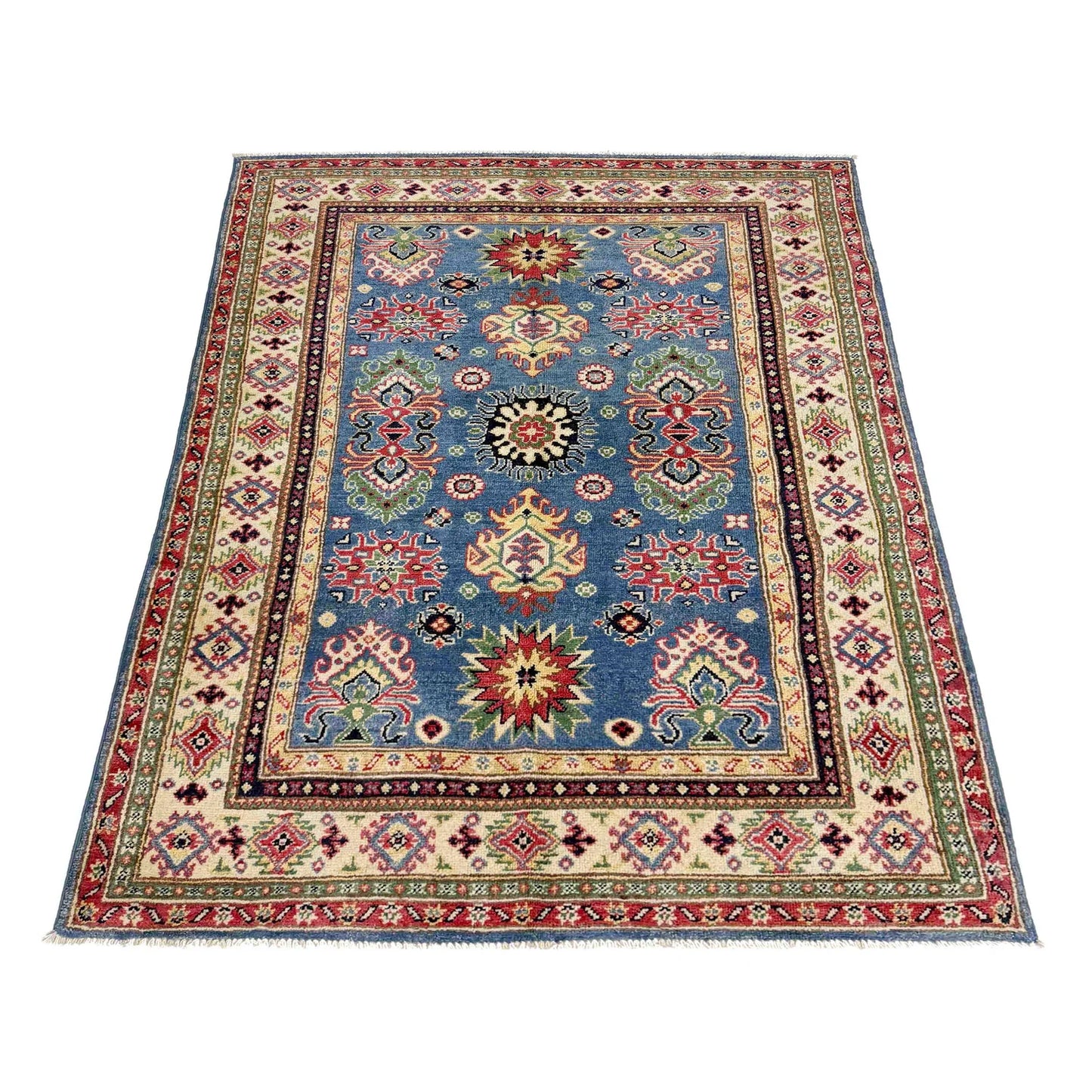 Blue  Oriental Kazak Afghan Hand-knotted Rug (KK-275)