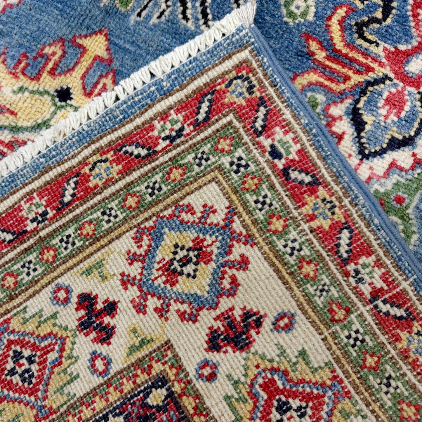 Blue  Oriental Kazak Afghan Hand-knotted Rug (KK-275)