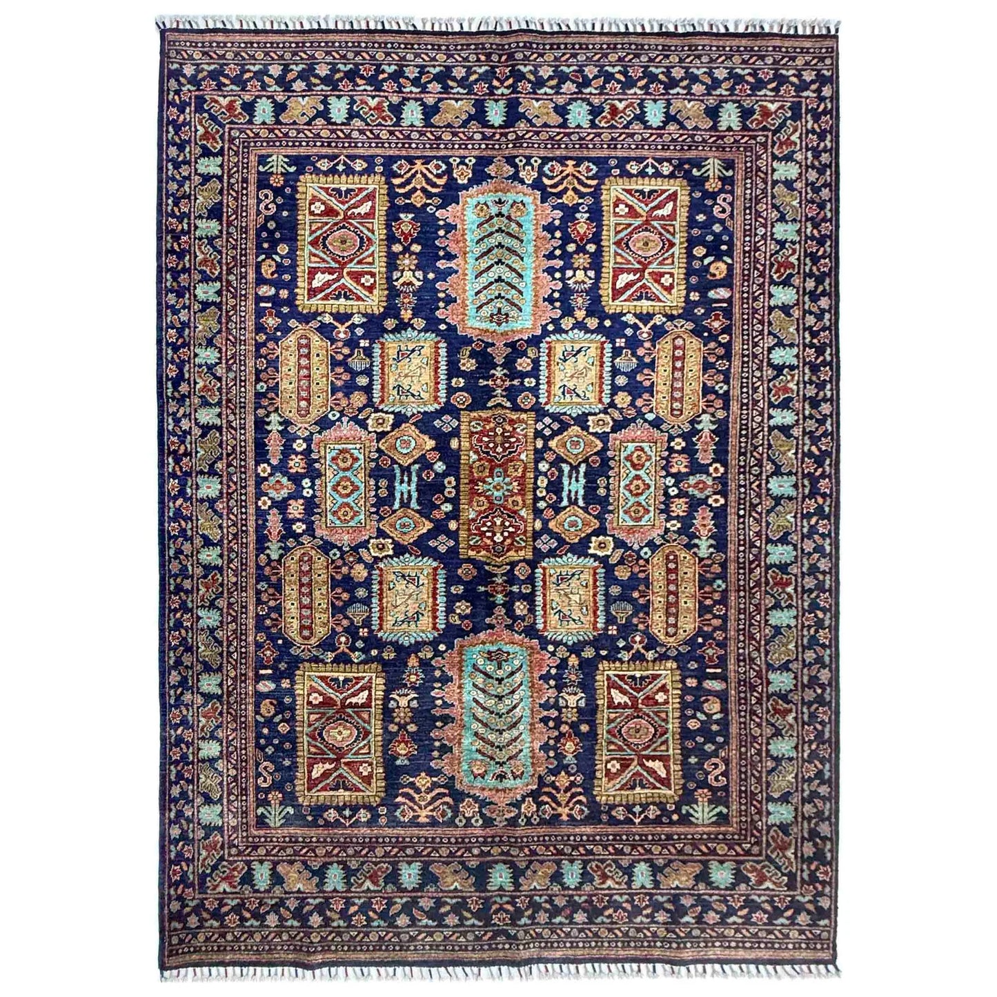 Multi color Super Fine Kazak Afghan Hand-knotted Rug (KK-276)