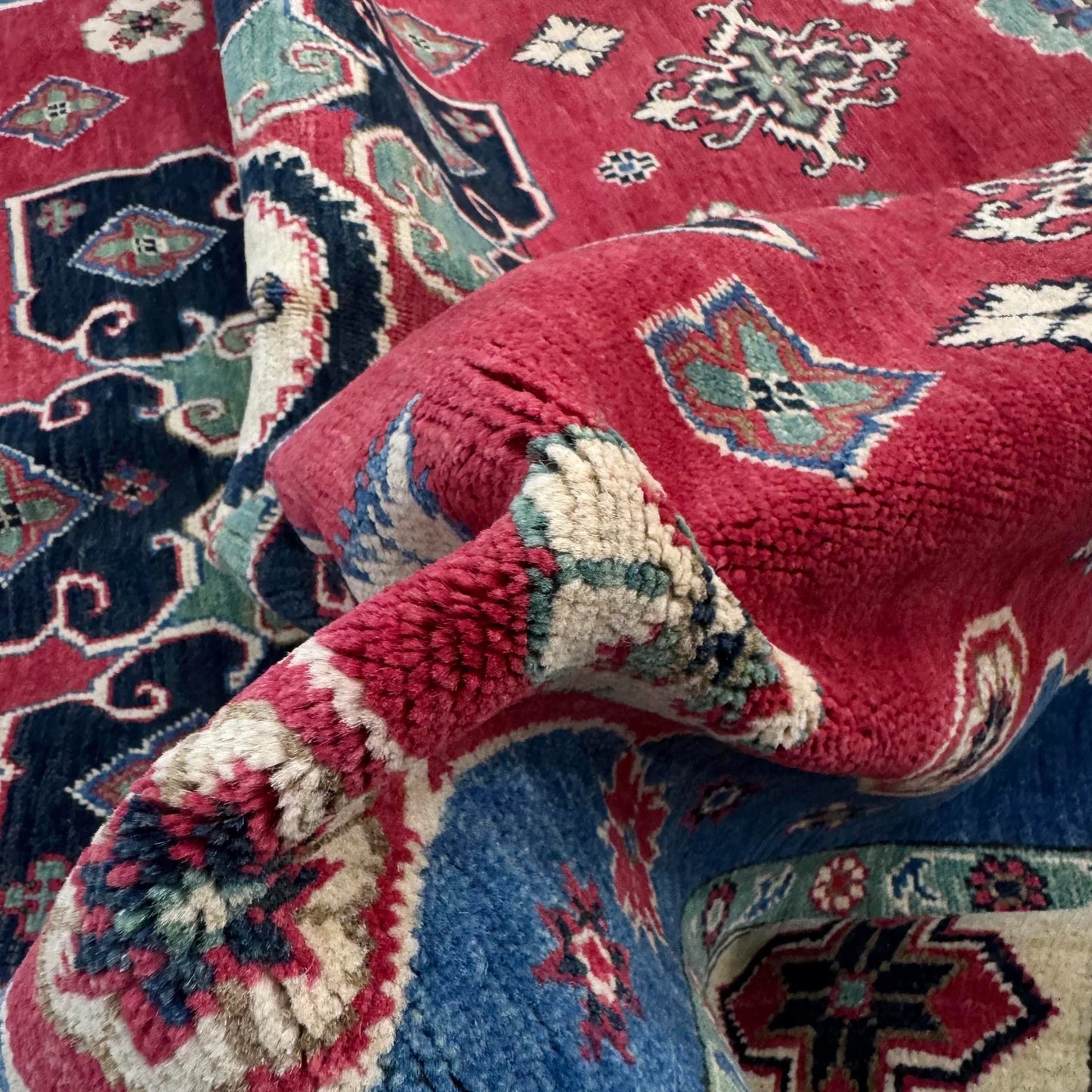 Red  Oriental Kazak Afghan Hand-knotted Rug (KK-270)