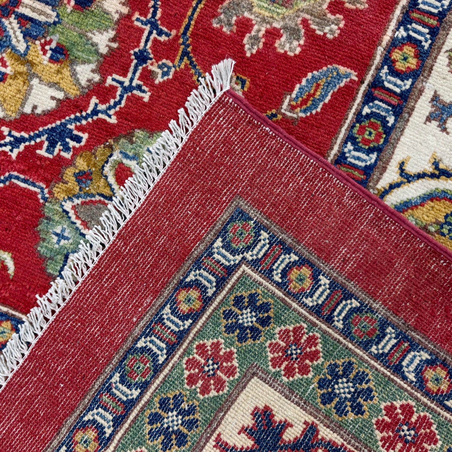 Red  Oriental Kazak Afghan Hand-knotted Rug (KK-271)